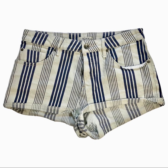Roxy Pants - Roxy blue & off white striped shorts